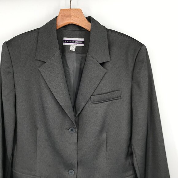Amanda Smith Women's Stretch Blazer jacket long Dark Gray Size 14 career - Picture 5 of 10